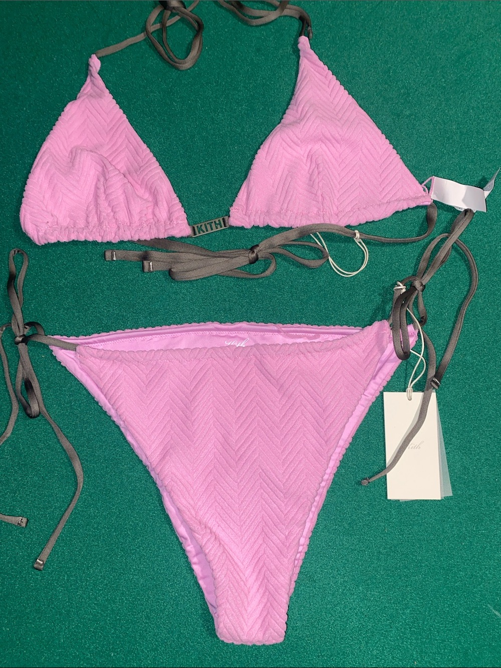 Kith Pink Textured Tie-Back Bikini Set